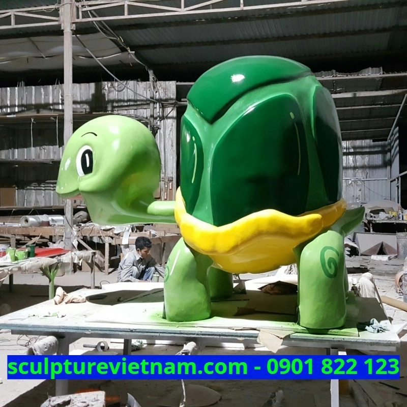 mo hinh bang xop 1 2222 - Mô hình trang trí con rùa màu xanh bằng xốp